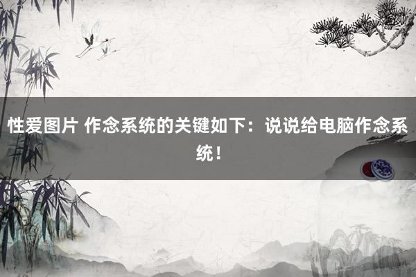性爱图片 作念系统的关键如下:说说给电脑作念系统!