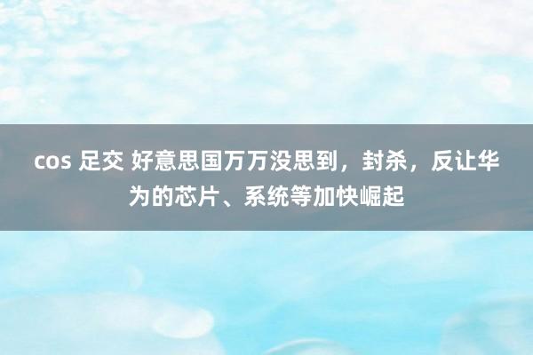 cos 足交 好意思国万万没思到，封杀，反让华为的芯片、系统等加快崛起