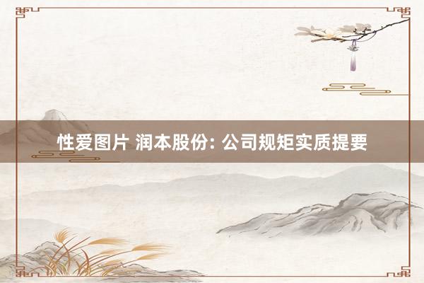 性爱图片 润本股份: 公司规矩实质提要