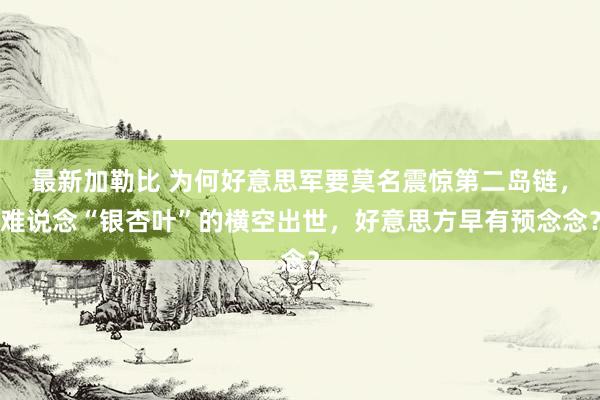 最新加勒比 为何好意思军要莫名震惊第二岛链，难说念“银杏叶”的横空出世，好意思方早有预念念？