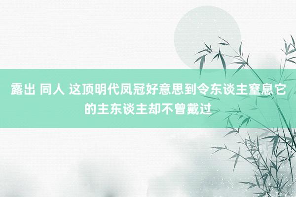 露出 同人 这顶明代凤冠好意思到令东谈主窒息它的主东谈主却不曾戴过