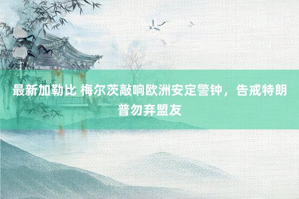 最新加勒比 梅尔茨敲响欧洲安定警钟，告戒特朗普勿弃盟友
