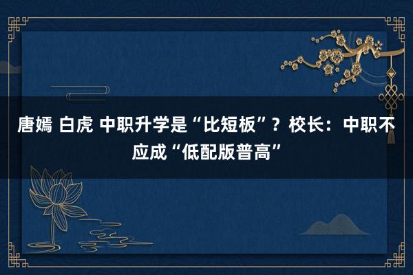 唐嫣 白虎 中职升学是“比短板”？校长：中职不应成“低配版普高”