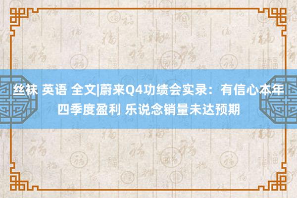 丝袜 英语 全文|蔚来Q4功绩会实录：有信心本年四季度盈利 乐说念销量未达预期