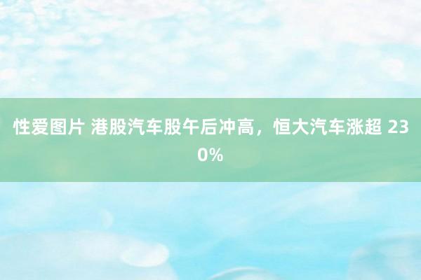 性爱图片 港股汽车股午后冲高，恒大汽车涨超 230%