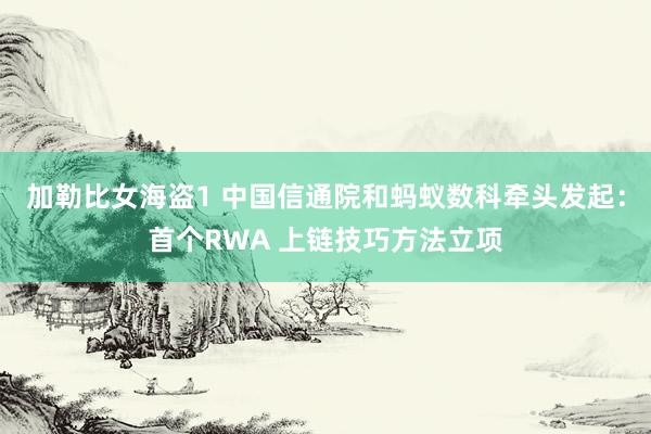 加勒比女海盗1 中国信通院和蚂蚁数科牵头发起：首个RWA 上链技巧方法立项