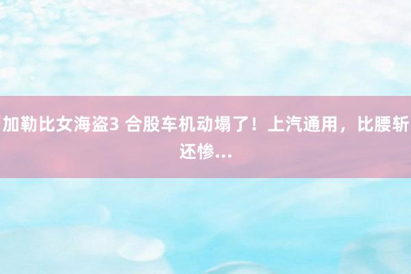加勒比女海盗3 合股车机动塌了！上汽通用，比腰斩还惨...