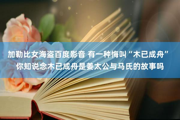 加勒比女海盗百度影音 有一种悔叫“木已成舟” 你知说念木已成舟是姜太公与马氏的故事吗