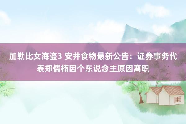 加勒比女海盗3 安井食物最新公告：证券事务代表郑儒楠因个东说念主原因离职