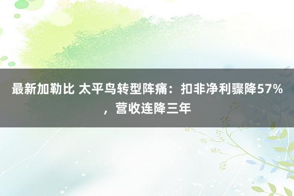最新加勒比 太平鸟转型阵痛：扣非净利骤降57%，营收连降三年