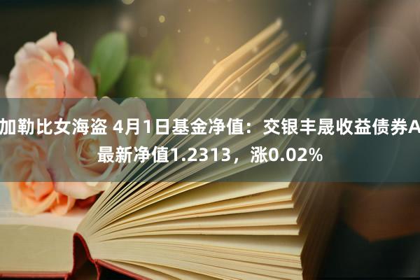 加勒比女海盗 4月1日基金净值：交银丰晟收益债券A最新净值1.2313，涨0.02%