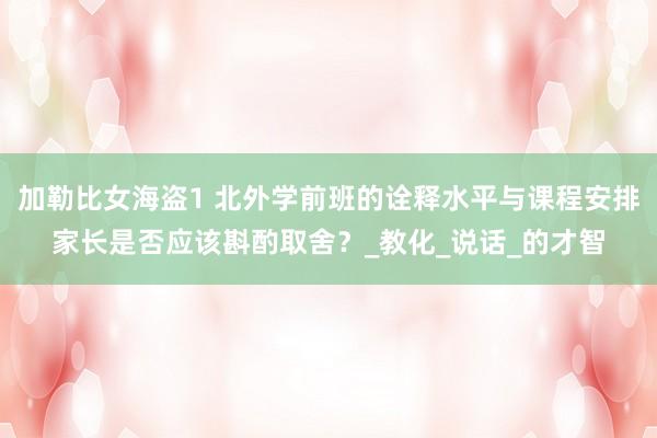 加勒比女海盗1 北外学前班的诠释水平与课程安排家长是否应该斟酌取舍？_教化_说话_的才智