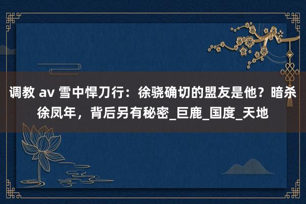 调教 av 雪中悍刀行：徐骁确切的盟友是他？暗杀徐凤年，背后另有秘密_巨鹿_国度_天地