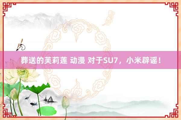 葬送的芙莉莲 动漫 对于SU7，小米辟谣！