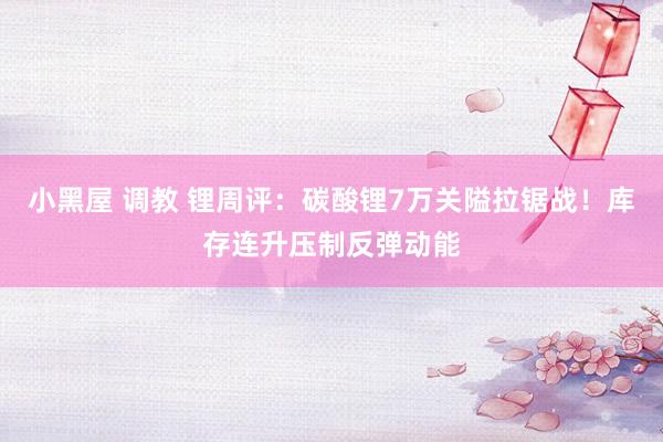 小黑屋 调教 锂周评：碳酸锂7万关隘拉锯战！库存连升压制反弹动能