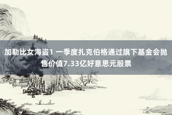 加勒比女海盗1 一季度扎克伯格通过旗下基金会抛售价值7.33亿好意思元股票