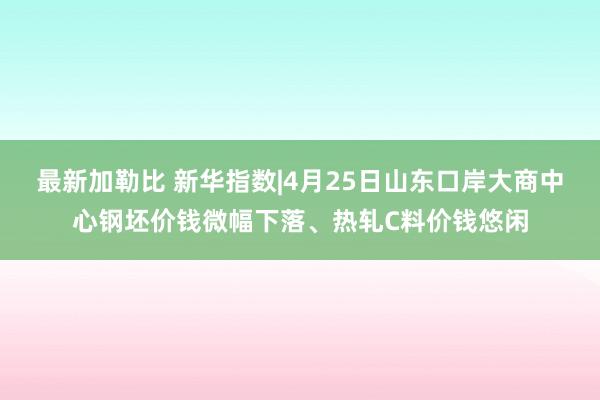 最新加勒比 新华指数|4月25日山东口岸大商中心钢坯价钱微幅下落、热轧C料价钱悠闲