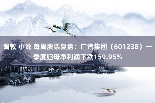 调教 小说 每周股票复盘：广汽集团（601238）一季度归母净利润下跌159.95%